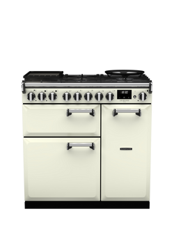 Rangemaster Leckford Deluxe 90cm Dual Fuel Range Cooker with Gas Hob, Ivory