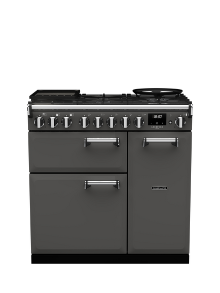 Rangemaster Leckford Deluxe 90cm Dual Fuel Range Cooker with Gas Hob, Slate