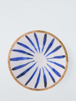 John Lewis Coastal Mango Wood Serve Bowl, 18cm, Blue/Natural - view 2, Blue