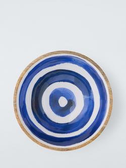 John Lewis Coastal Mango Wood Salad Bowl, 24cm, Blue/Natural - view 2, Blue