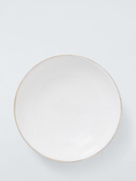 John Lewis Coastal Mango Wood Enamel Serve Bowl, 35cm, White - view 2, Natural
