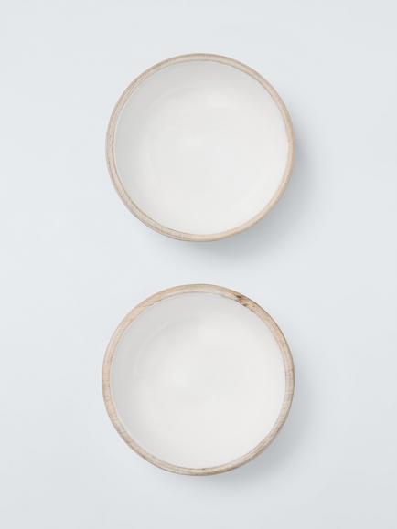 John Lewis Coastal Mango Wood Enamel Bowl, Set of 2, 11cm, White - view 2, Blue