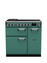 Rangemaster Leckford Deluxe 90cm Electric Range Cooker with Induction Hob, Mineral Green
