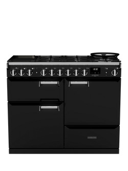 Rangemaster Leckford Deluxe 110cm Dual Fuel Range Cooker with Gas Hob, Black