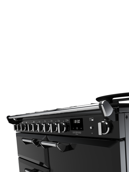 Rangemaster Leckford Deluxe 110cm Dual Fuel Range Cooker with Gas Hob - view 2, Black