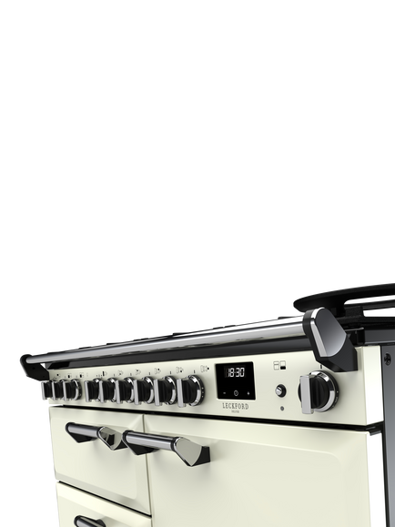 Rangemaster Leckford Deluxe 110cm Dual Fuel Range Cooker with Gas Hob - view 2, Ivory