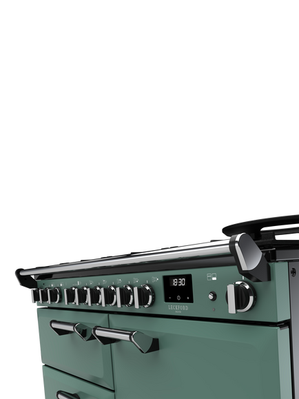 Rangemaster Leckford Deluxe 110cm Dual Fuel Range Cooker with Gas Hob - view 2, Mineral Green