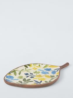 John Lewis Lisbon Foliage Mango Wood Palm Leaf Serving Board, Natural/Multi - view 2, Walnut  Leaf