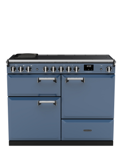 Rangemaster Leckford Deluxe LKDLO110EIPSTB/CM1 110cm Electric Range Cooker with Induction Hob, Stone Blue