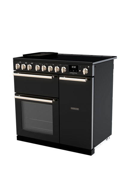 Rangemaster Longstock Deluxe 90cm Electric Range Cooker with Induction Hob - view 2, Black