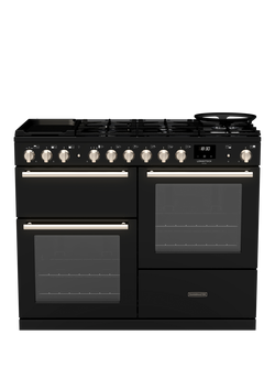 Rangemaster Longstock Deluxe 110cm Dual Fuel Range Cooker with Gas Hob, Black