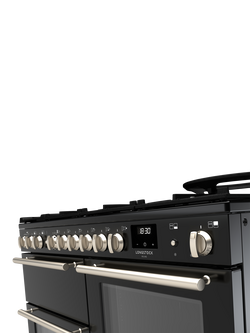 Rangemaster Longstock Deluxe 110cm Dual Fuel Range Cooker with Gas Hob - view 2, Black