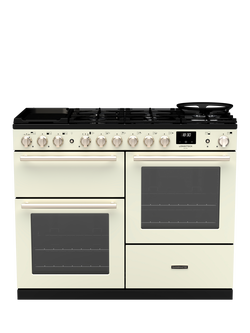 Rangemaster Longstock Deluxe 110cm Dual Fuel Range Cooker with Gas Hob, Ivory