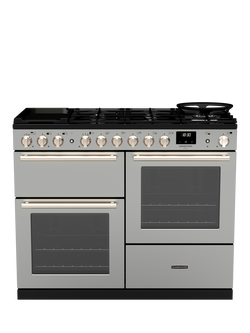 Rangemaster Longstock Deluxe 110cm Dual Fuel Range Cooker with Gas Hob, Stainless Steel