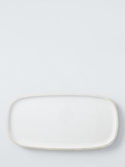 John Lewis Coastal Mango Wood Enamel Oblong Platter, 41cm, White, Blue Multi