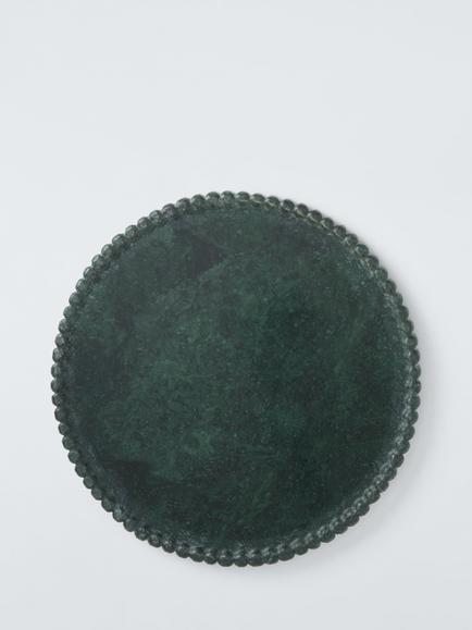 John Lewis Beaded Katni Green Marble Serving Board, 30.5cm, Emerald, Green Emerald