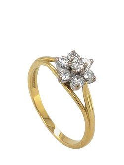 Pre-loved 18ct Yellow and White Gold Diamond Cluster Ring, Dated Circa 1997, Yellow + White Gold