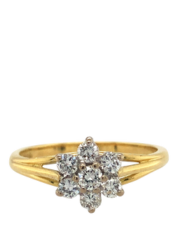 Pre-loved 18ct Yellow and White Gold Diamond Cluster Ring, Dated Circa 1997 - view 2, Yellow + White Gold