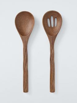 John Lewis Rustic Mango Wood Salad Servers, Natural, Natural Natural