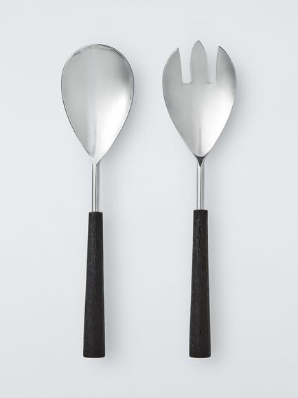 John Lewis Rustic Black Stainless Steel Salad Servers, Set of 2, Black