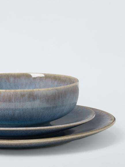 John Lewis Artisan Stoneware Dinnerware Set, 12 Piece, Light Blue - view 2, Blue Light