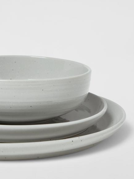 John Lewis Craft Speckle Glaze Dinnerware Set, 12 Piece, Grey - view 2, Grey Marl Grey