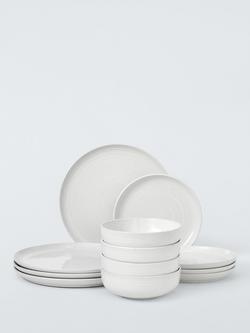 John Lewis Craft Speckle Glaze Dinnerware Set, 12 Piece, White, White Off White
