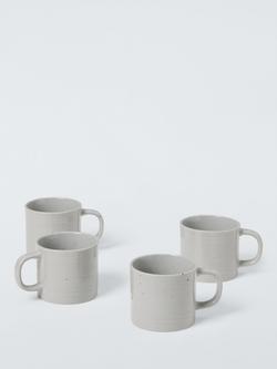 John Lewis Craft Speckle Glaze Stoneware Mugs, Set of 4, 300ml, Grey, Grey Marl Grey