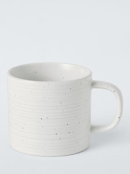 John Lewis Craft Speckle Glaze Stoneware Mugs, Set of 4, 300ml, White - view 2, White Off White