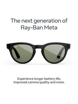 Meta Ray-Ban Meta Headliner (Gen 2) Glasses, Shiny Black, G15 Green Lens - view 2, Black