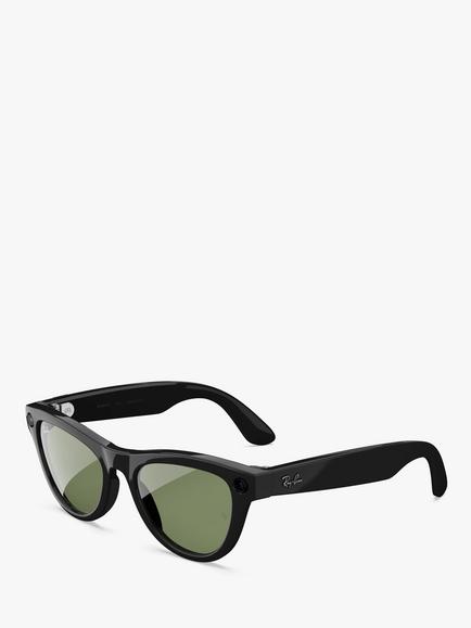 Meta Ray-Ban Meta Skyler (Gen 2) Glasses, Shiny Black, Black/G15 Green Lens