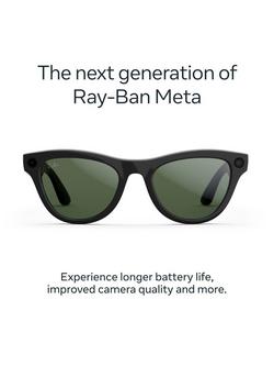 Meta Ray-Ban Meta Skyler (Gen 2) Glasses, Shiny Black - view 2, Black/G15 Green Lens