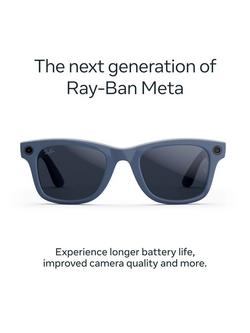 Meta Ray-Ban Meta Wayfarer (Gen 2) Glasses, Shiny Stella Blue, Clear to Sapphire Transitions Lens - view 2, Blue