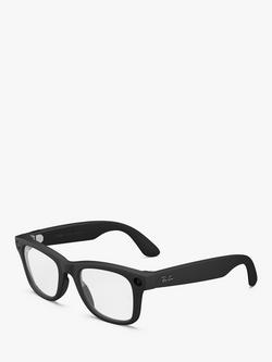 Meta Ray-Ban Meta Wayfarer (Gen 2) Glasses, Matte Black, Clear/Blue Lens, Black