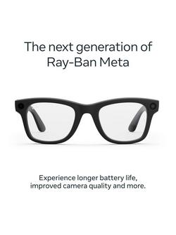 Meta Ray-Ban Meta Wayfarer (Gen 2) Glasses, Matte Black, Clear/Blue Lens - view 2, Black