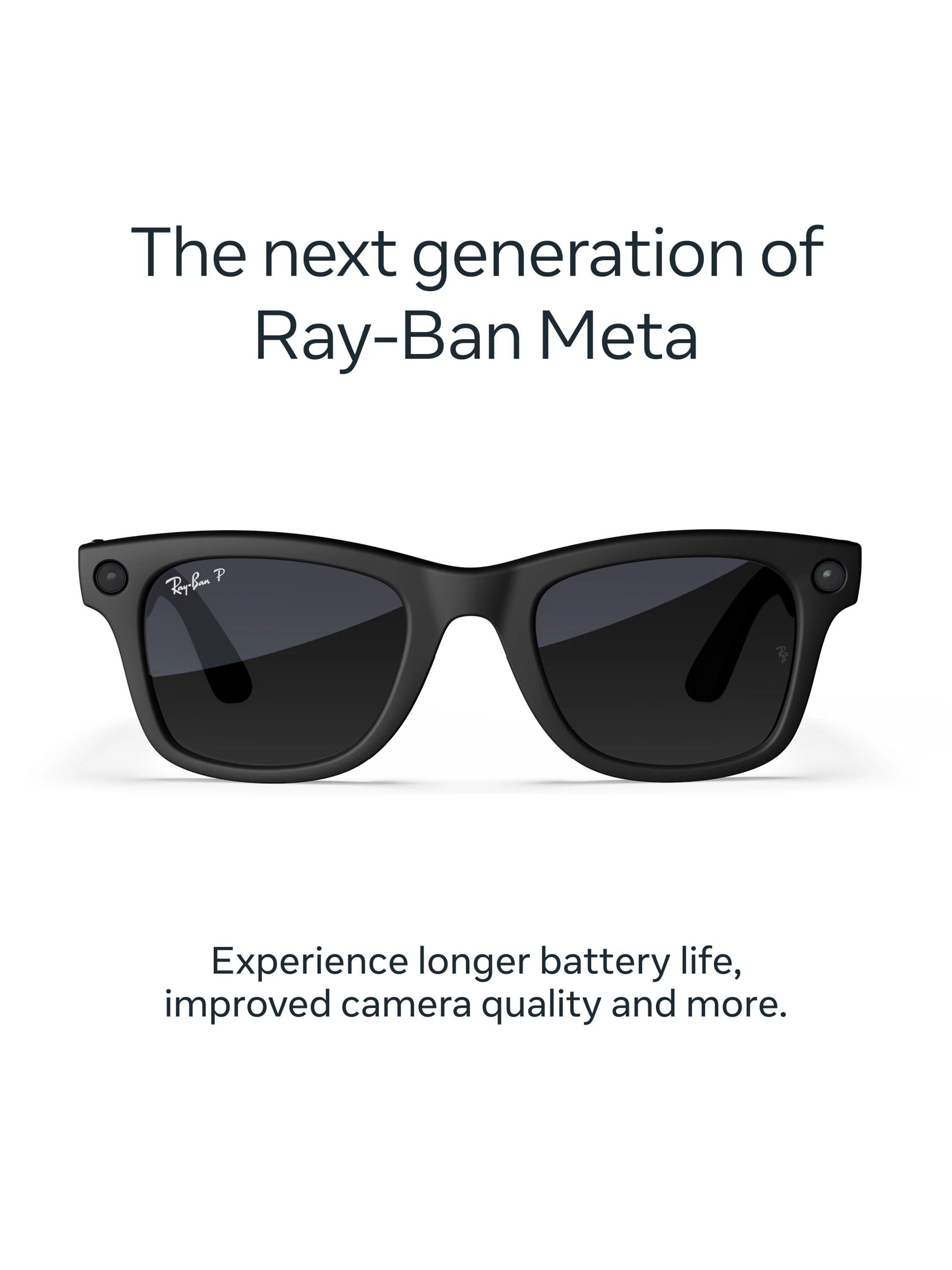 Meta Ray-Ban Meta Wayfarer (Gen 2) Glasses, Matte Black, Polar