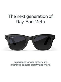 Meta Ray-Ban Meta Wayfarer (Gen 2) Glasses, Matte Black, Polar Gradient Graphite Lens - view 2, Black