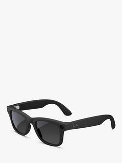 Meta Ray-Ban Meta Wayfarer (Gen 2) Glasses, Matte Black, Polar Gradient Graphite Lens, Large, Black