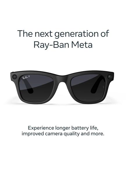 Meta Ray-Ban Meta Wayfarer (Gen 2) Glasses, Matte Black, Polar Gradient Graphite Lens, Large - view 2, Black
