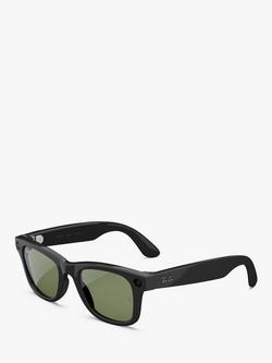 Meta Ray-Ban Meta Wayfarer (Gen 2) Glasses, Shiny Black, G15 Green Lens, Black