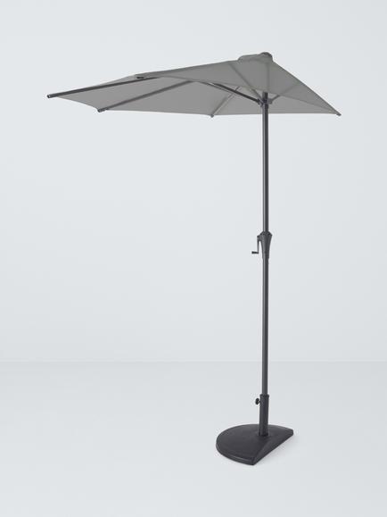 John Lewis Freestanding Balcony Parasol & Base Weight, 2.4 x 2.7m, Oyster, Grey