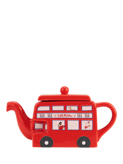 Cath Kidston London Town Bus Stoneware Teapot, 1L, Red/Multi, Red Multi Red