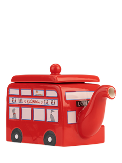 Cath Kidston London Town Bus Stoneware Teapot, 1L, Red/Multi - view 2, Red Multi Red