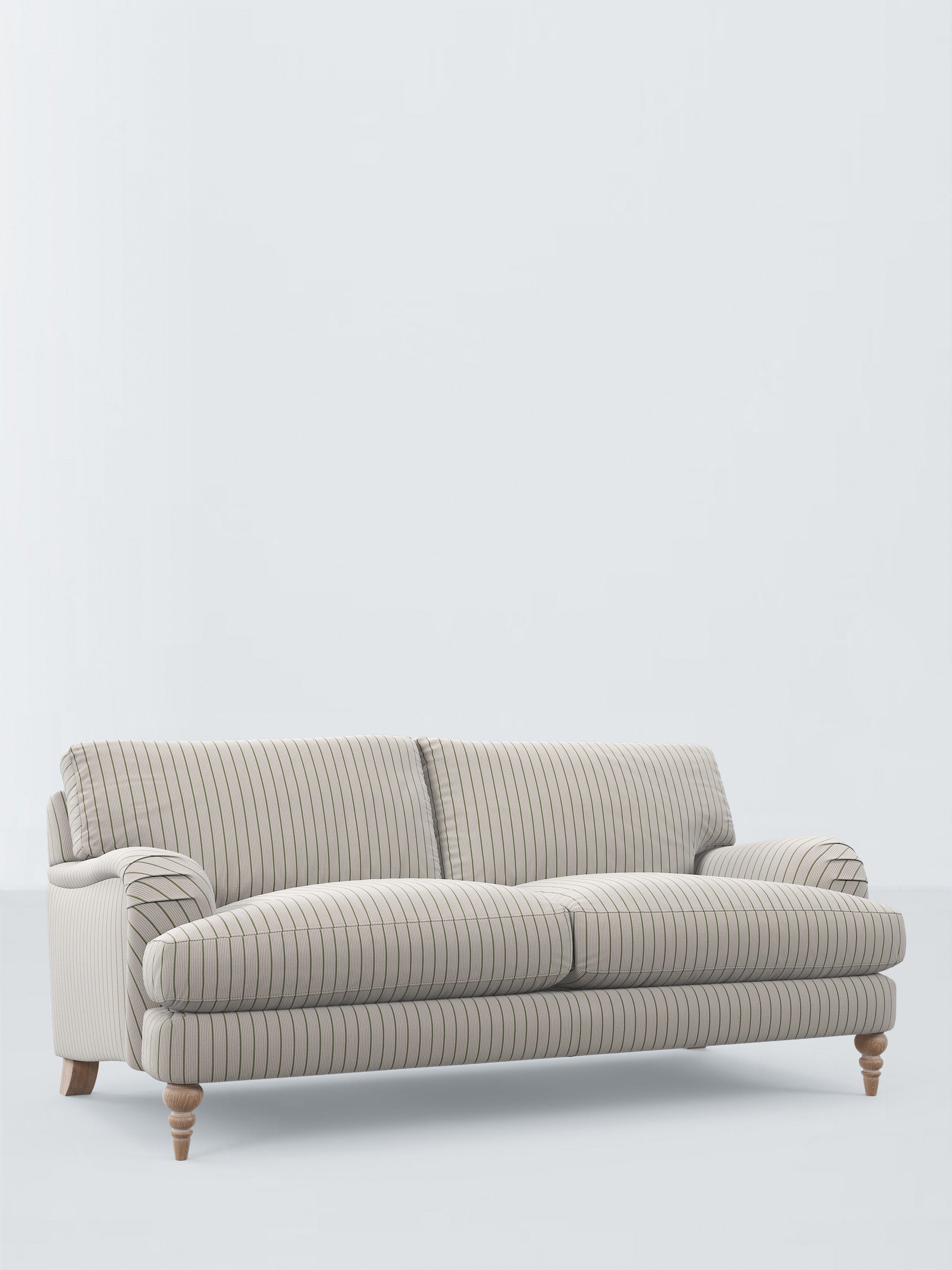 Otley Range, John Lewis Otley Large 3 Seater Sofa, Light Leg, Ticking Stripe Green Version 2
