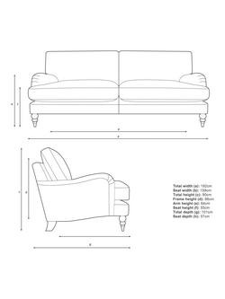 John Lewis Otley Large 3 Seater Sofa, Light Leg, Ticking Stripe Green Version 2 - view 2, Ticking Stripe Green Version 2