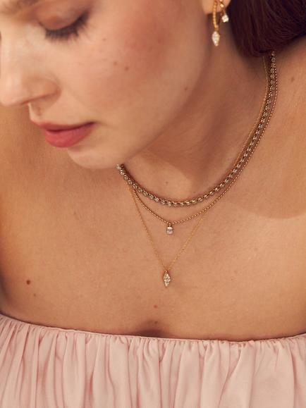 LARNAUTI Lab Grown Kerala 18ct Vermeil 0.25ct Pave Pyramid Pendant - view 2, Yellow Gold