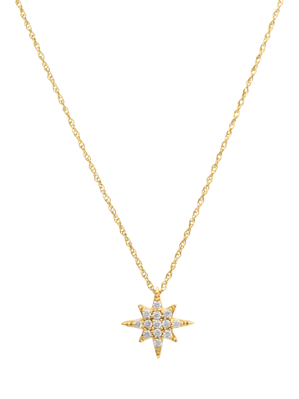 LARNAUTI Lab Grown Kerala 18ct Vermeil 0.10ct Pave Star Pendant, Yellow Gold