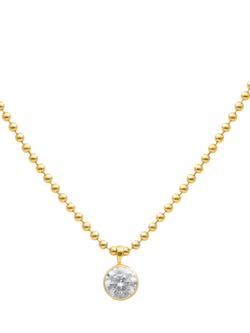 LARNAUTI Lab Grown Lombok 18ct Vermeil 0.50ct Round Solitaire Besel Set Solitaire Bead Chain Pendant, Yellow Gold