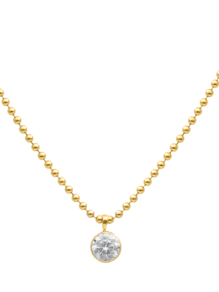 LARNAUTI Lab Grown Lombok 18ct Vermeil 0.50ct Round Solitaire Besel Set Solitaire Bead Chain Pendant, Yellow Gold