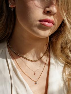 LARNAUTI Lab Grown Lombok 18ct Vermeil 0.50ct Round Solitaire Besel Set Solitaire Bead Chain Pendant - view 2, Yellow Gold